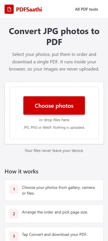 मोबाइल स्टेप 1: Choose photos पर टैप करें