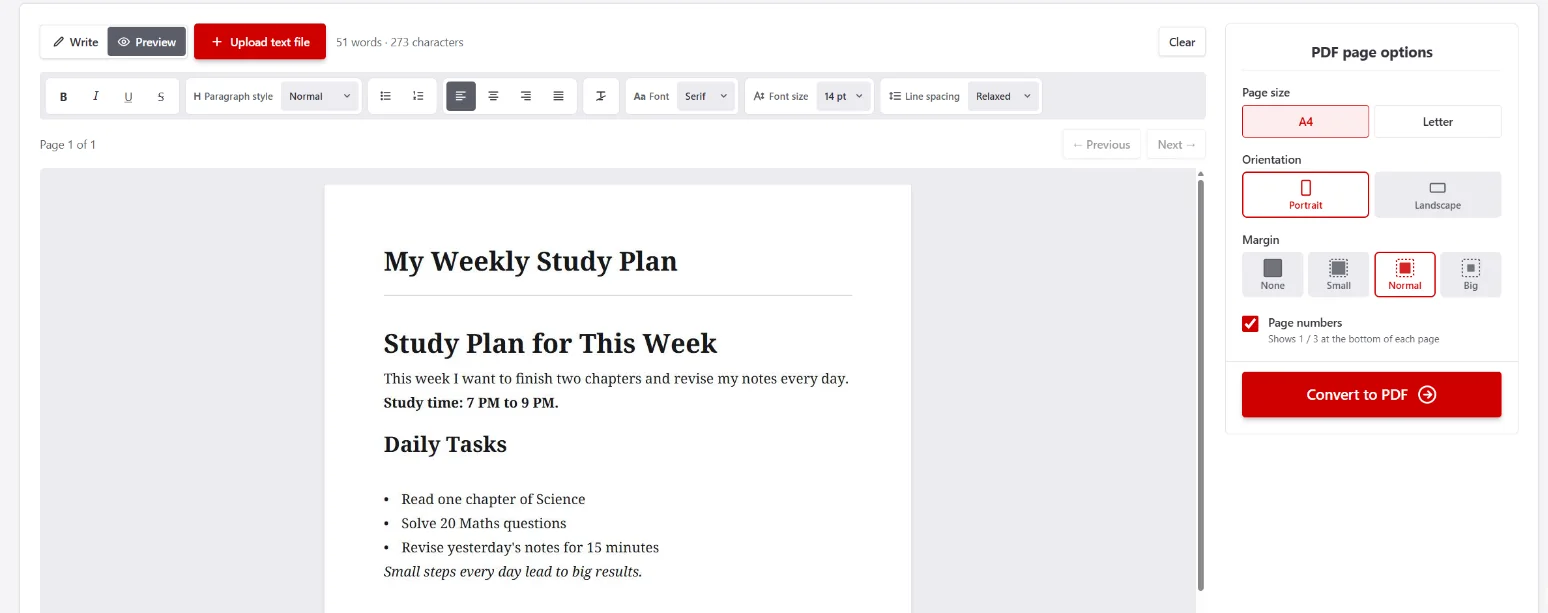 Step 3: Preview of the PDF before downloading (desktop)