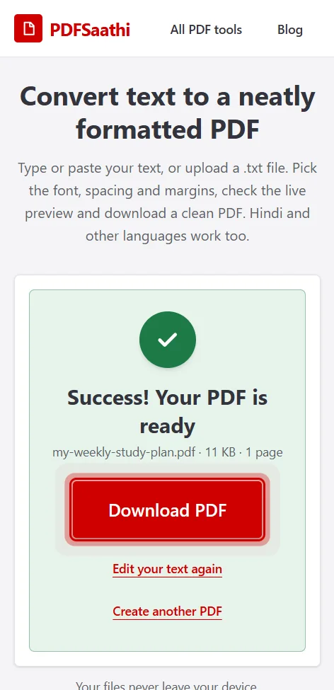 Mobile step 5: Tap Download PDF